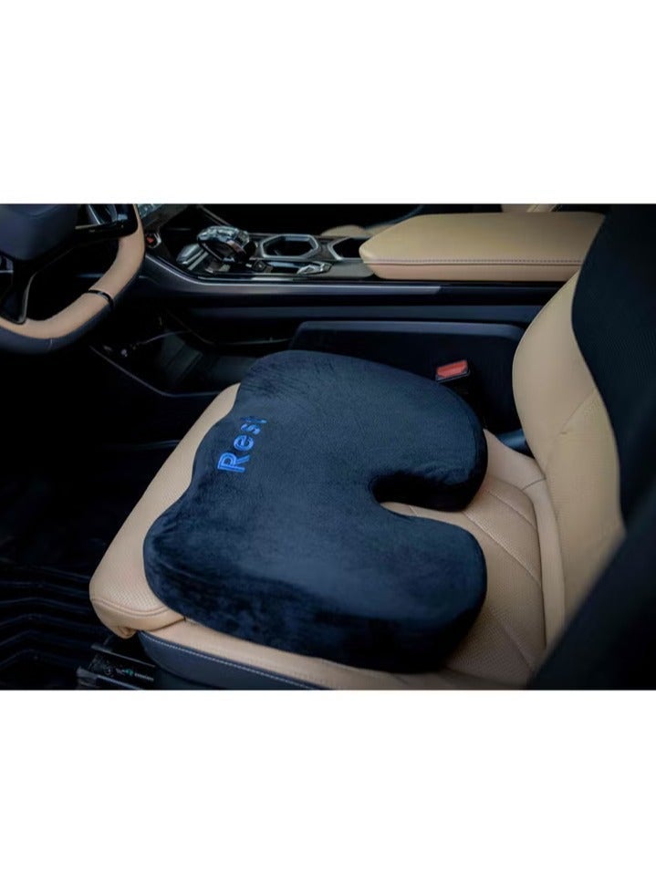 ريست وسادة مقعد لدعم أسفل الظهر - دعم مريح للظهر من إسفنج الذاكرة لتخفيف الألم وتصحيح الوضعية والراحة - وسادة كرسي تقويمية لكراسي المكتب ومقعد السيارة والاستخدام المنزلي - Image 4