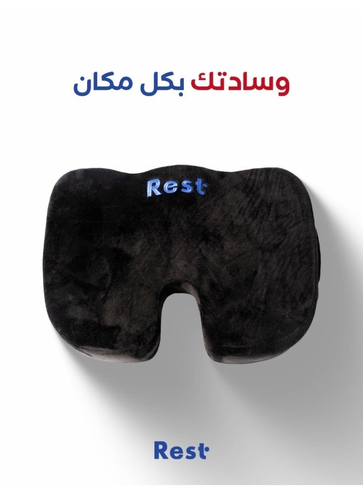 ريست وسادة مقعد لدعم أسفل الظهر - دعم مريح للظهر من إسفنج الذاكرة لتخفيف الألم وتصحيح الوضعية والراحة - وسادة كرسي تقويمية لكراسي المكتب ومقعد السيارة والاستخدام المنزلي - Image 2