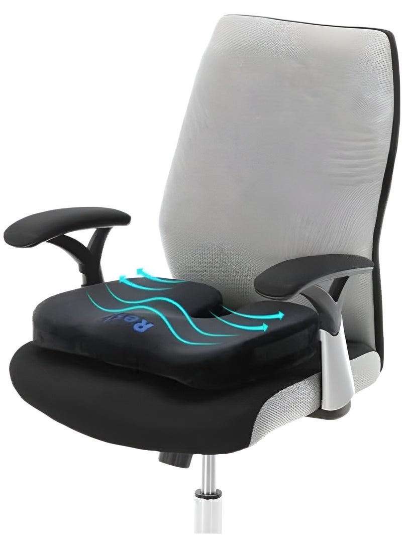 ريست وسادة مقعد لدعم أسفل الظهر - دعم مريح للظهر من إسفنج الذاكرة لتخفيف الألم وتصحيح الوضعية والراحة - وسادة كرسي تقويمية لكراسي المكتب ومقعد السيارة والاستخدام المنزلي - Image 1