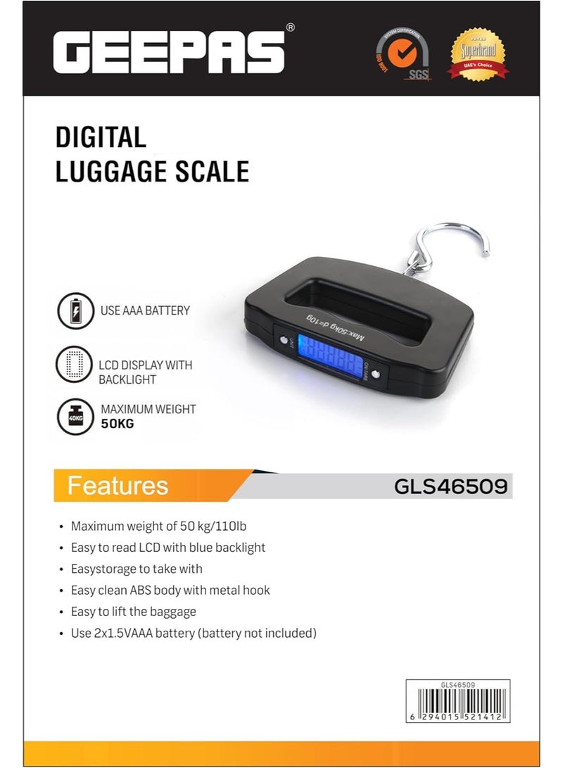 جيباس مقياس وزن محمول رقمي LCD صغير 50 كجم مع خطاف لتعليق الحقائب  - Image 3