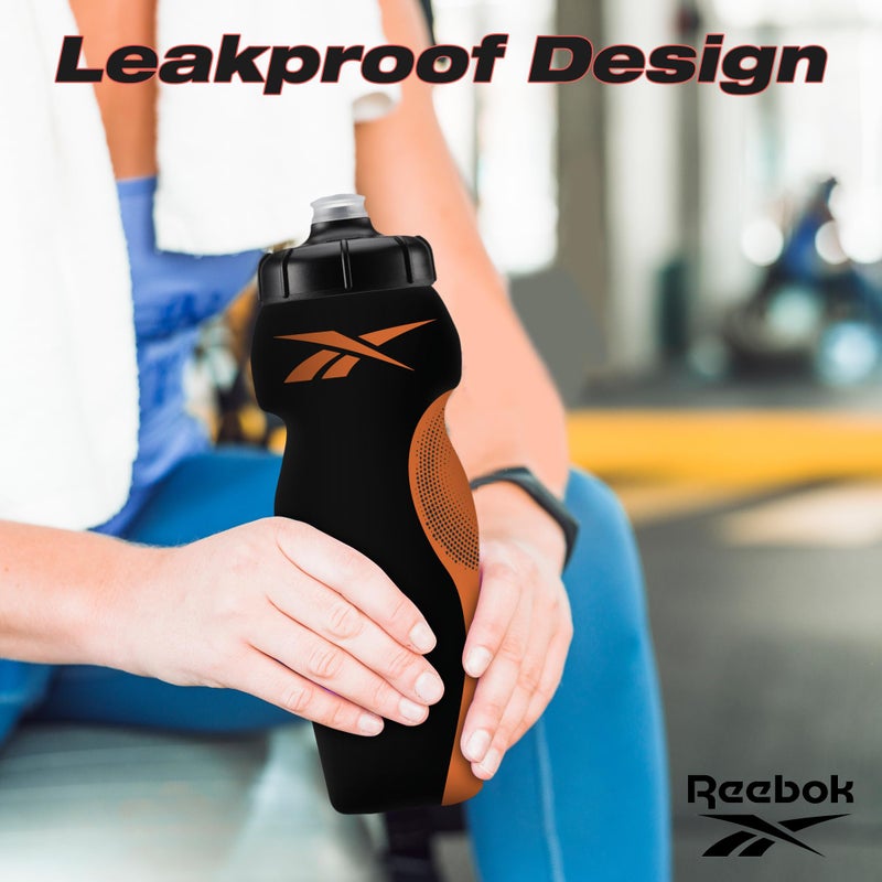 Reebok Squeeze Water Bottles With Athletic Design - Water Bottle 24 oz - Sports Water Bottle - Reusable Water Bottle For Gym, Running, Hiking etc, BPA Free (Black) - Image 3