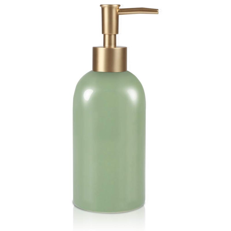 Natheeph 14Oz Ceramic Soap Dispenser Ceramic Soap Pump Dispenser Can Fill Liquid For Bathroom/Kitchen (Green) - Image 1