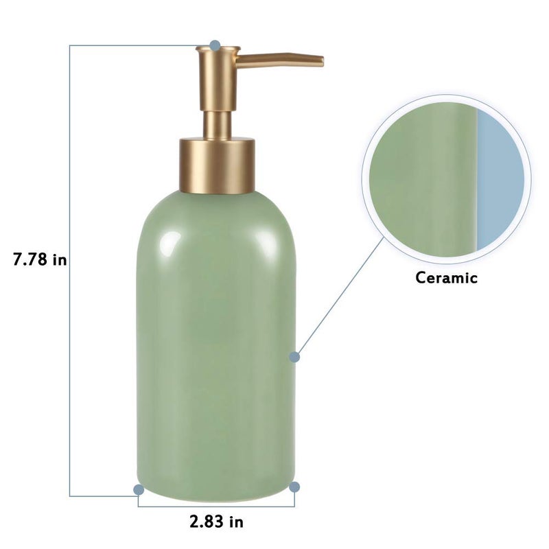Natheeph 14Oz Ceramic Soap Dispenser Ceramic Soap Pump Dispenser Can Fill Liquid For Bathroom/Kitchen (Green) - Image 2