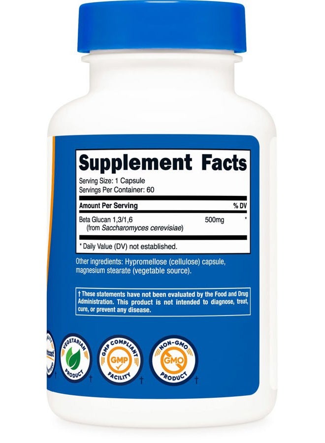 Nutricost Beta Glucan 500mg 1,3/1,6 D-Glucan, 60 Vegetarian Capsules - Gluten Free, Non-GMO - Image 4