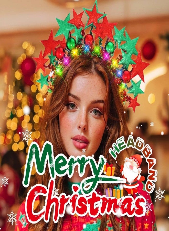 Zoestar Christmas Light Up Headbands Led Star Crown Headpiece Xmas Glow Party Hair Accessories for Women - Image 4