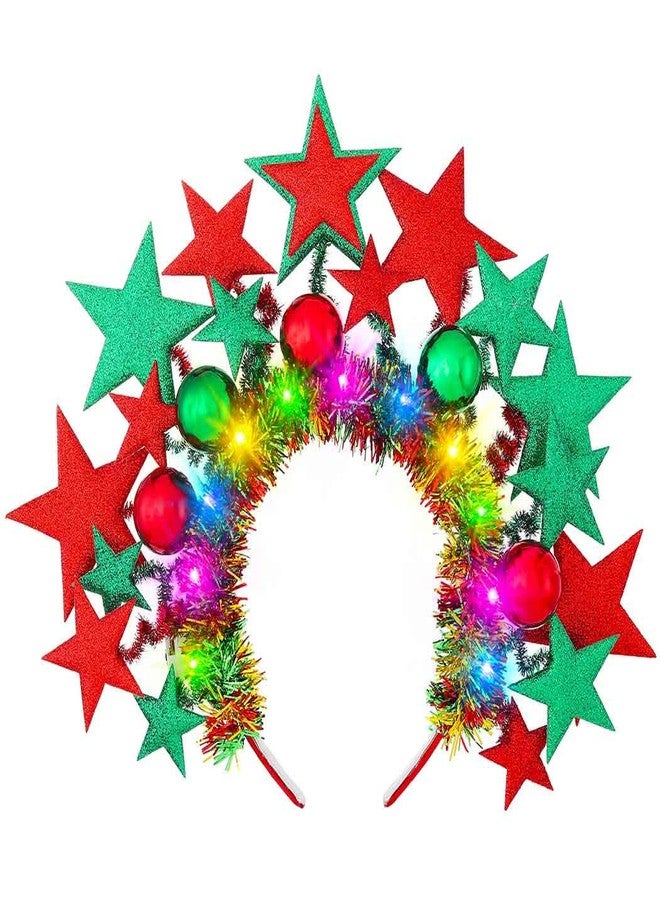 Zoestar Christmas Light Up Headbands Led Star Crown Headpiece Xmas Glow Party Hair Accessories for Women - Image 1
