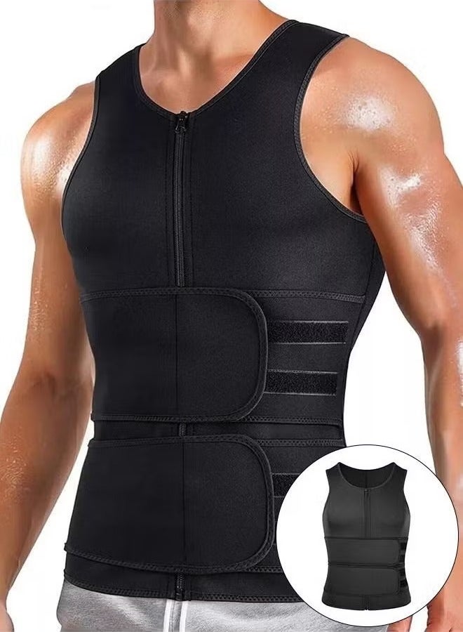 Generic Men's Weight Loss Body Shaping Vest Sauna Suit Neoprene Waist Trainer Fitness Belt (Size L)  - Image 1