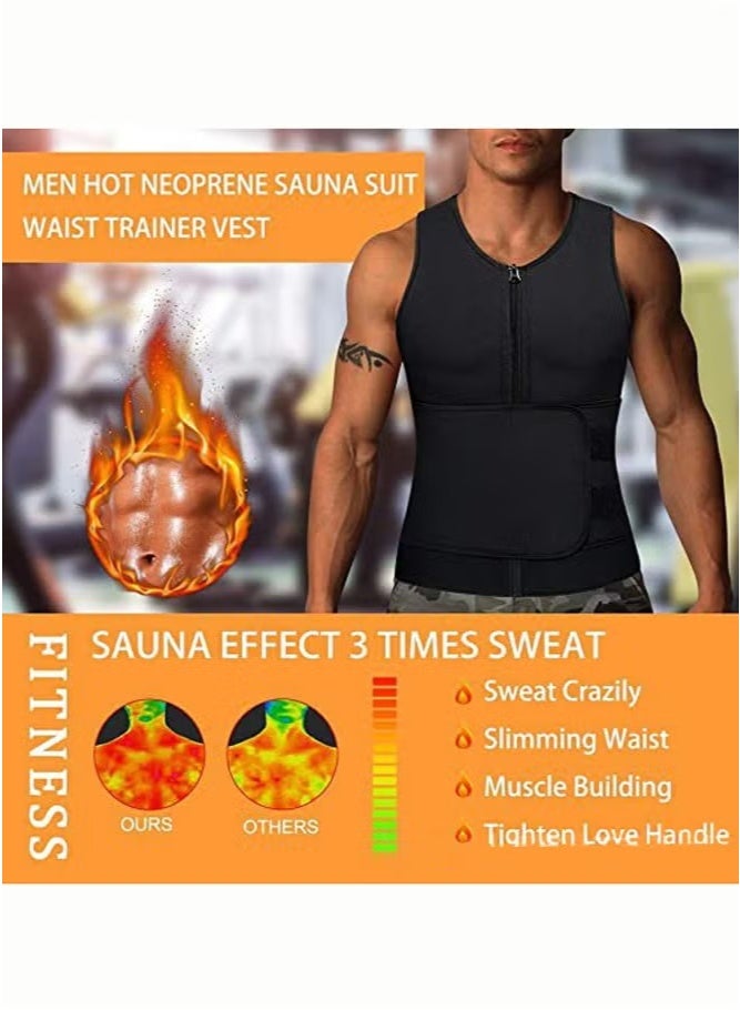 Generic Men's Weight Loss Body Shaping Vest Sauna Suit Neoprene Waist Trainer Fitness Belt (Size L)  - Image 2