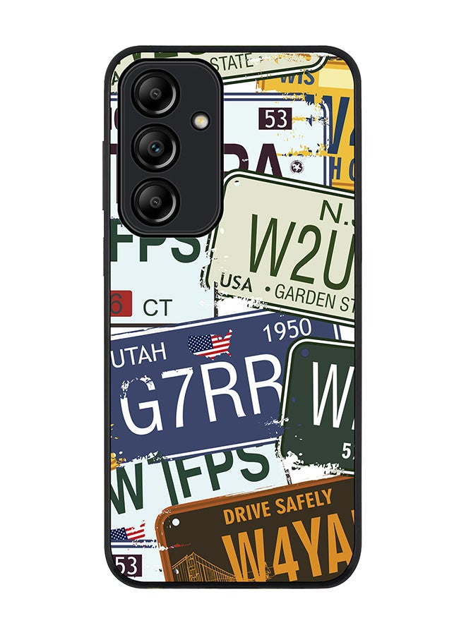 Stylizedd Rugged Black Edge Case for Samsung Galaxy A55, Slim fit Soft Case Flexible Rubber Edges Anti Drop TPU Gel Thin Cover -  Number Plates - Image 1