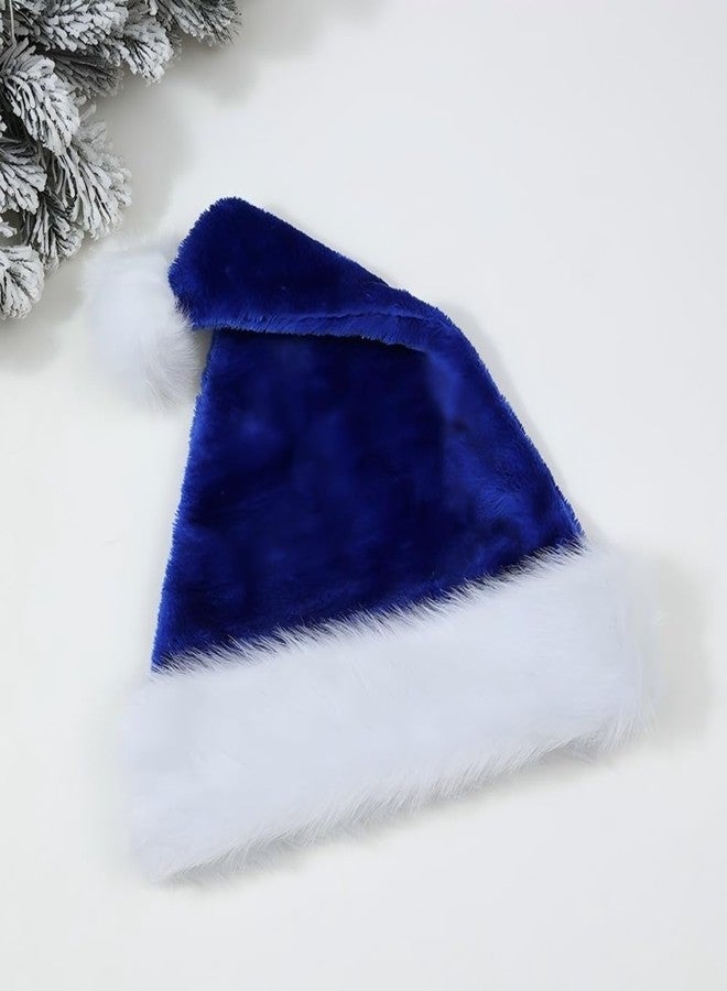 Lumadecor Santa Hat for Adults, Comfort Velvet Christmas Hat, Xmas Party Hat for Women Men, New Year Festival Supplies (Blue) - Image 4
