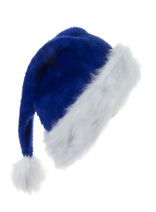 Lumadecor Santa Hat for Adults, Comfort Velvet Christmas Hat, Xmas Party Hat for Women Men, New Year Festival Supplies (Blue) - Image 3