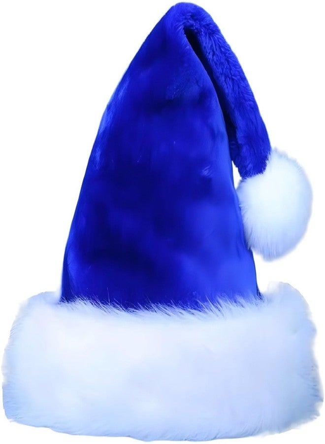 Lumadecor Santa Hat for Adults, Comfort Velvet Christmas Hat, Xmas Party Hat for Women Men, New Year Festival Supplies (Blue) - Image 1