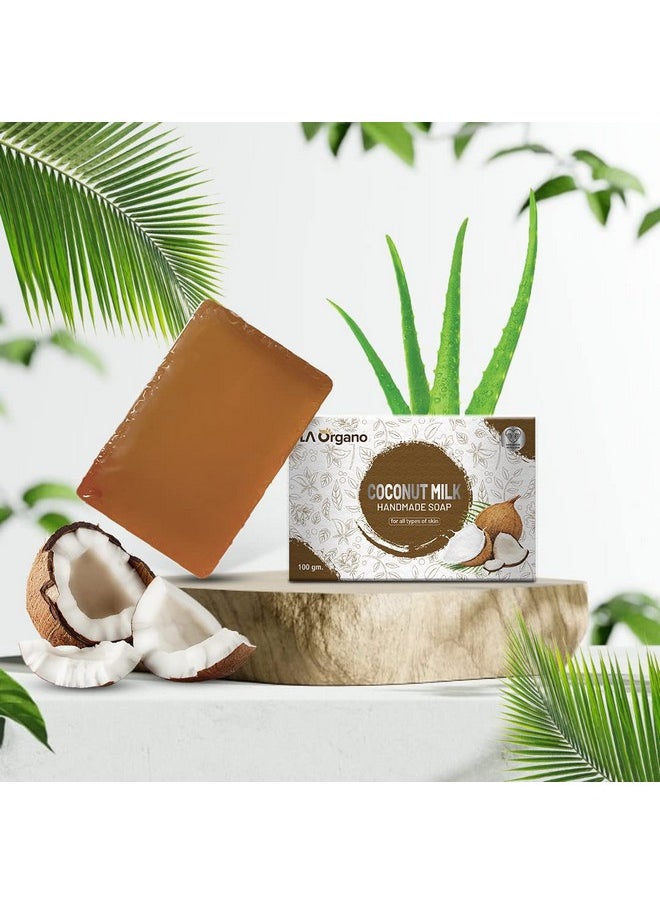 LA Organo LA Organo Handmade Honey, Shea Cocoa & Coconut Milk Bath Soap (100g each, Pack Of 3)  - Image 2