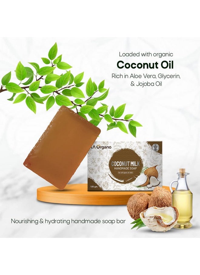 LA Organo LA Organo Handmade Honey, Shea Cocoa & Coconut Milk Bath Soap (100g each, Pack Of 3)  - Image 3