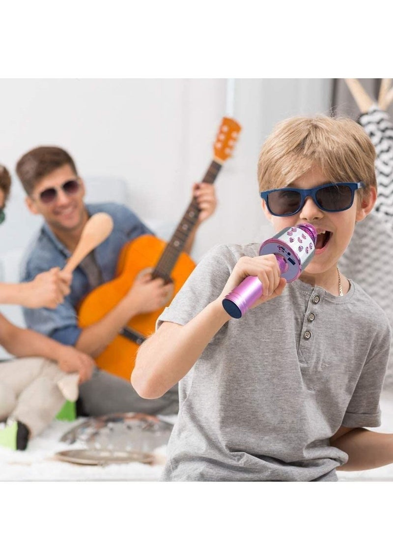 Kid's Wireless Bluetooth Portable Handheld Karaoke Microphones Toy for Phone Android PC for Home KTV Outdoor Party (Pink) - Image 5