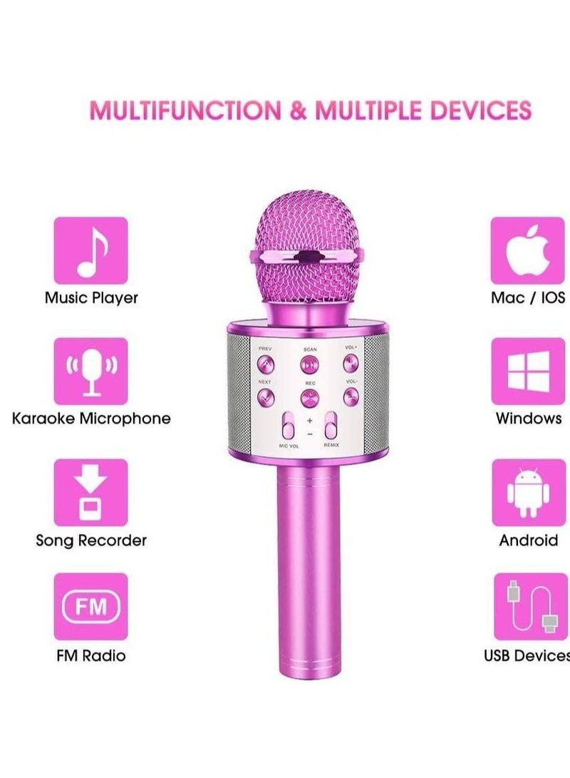 Kid's Wireless Bluetooth Portable Handheld Karaoke Microphones Toy for Phone Android PC for Home KTV Outdoor Party (Pink) - Image 4