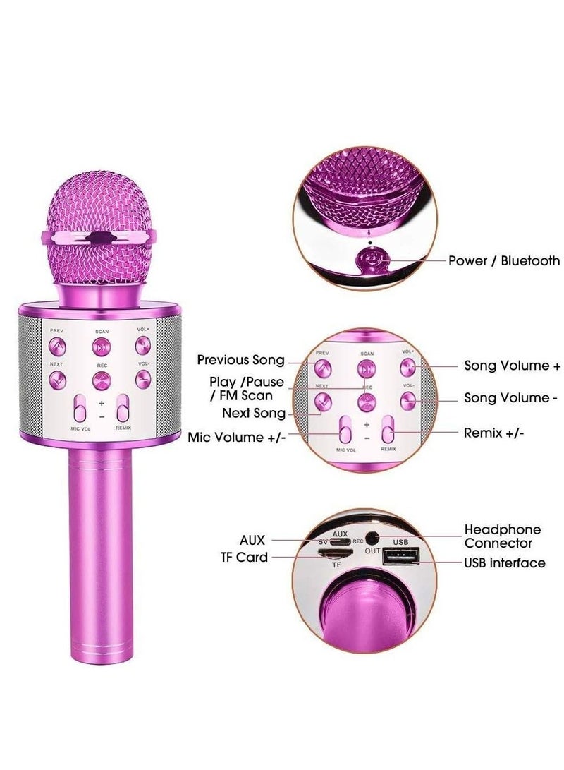 Kid's Wireless Bluetooth Portable Handheld Karaoke Microphones Toy for Phone Android PC for Home KTV Outdoor Party (Pink) - Image 3