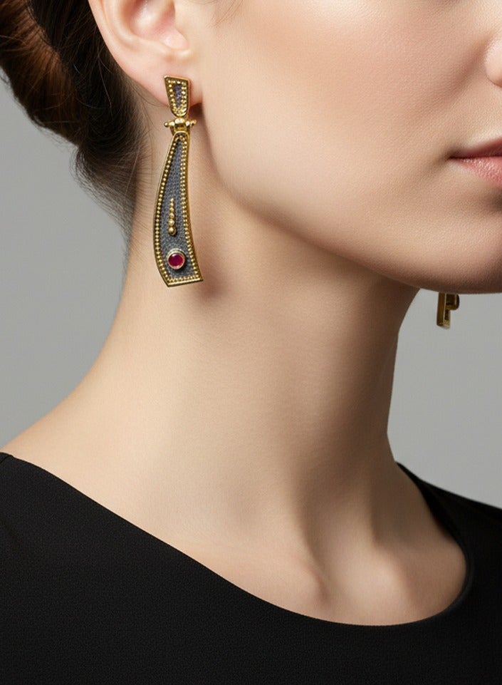 بي تي سي إيلا - أقراط فضة مطليه بالذهب (SIL0535) - Image 1