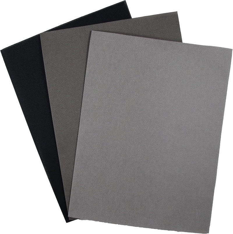 KCS 3 pc of 12" x 18"(30cmx45cm) 18CT Counted Cotton Aida Cloth Cross Stitch Fabric (Medium Grey+Dark Grey+ Black) - Image 1