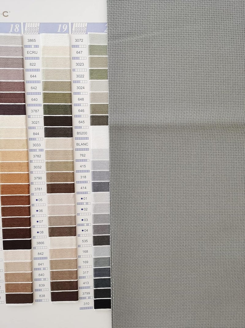 KCS 3 pc of 12" x 18"(30cmx45cm) 18CT Counted Cotton Aida Cloth Cross Stitch Fabric (Medium Grey+Dark Grey+ Black) - Image 3