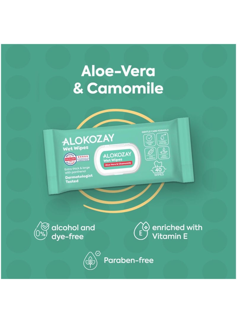 Alokozay Baby Wet Wipes Aloe-Vera And  Camomile 12 x 20 Wipes - Image 3
