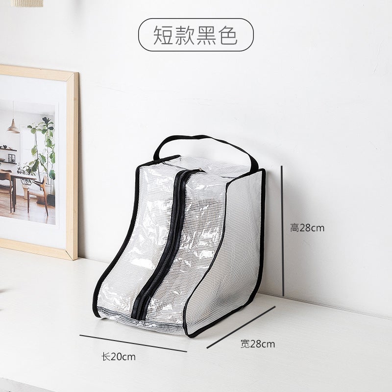 Transparent Moistureproof Boot Storage Bag Short Black (28*20*28) suitable for short boots, low boots and so on