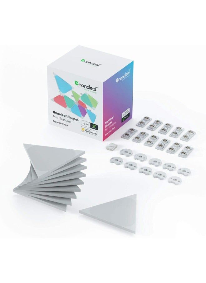 Nanoleaf - مجموعة توسيع الأشكال المثلثة الصغيرة - 10 عبوات - نظام لوحة إضاءة LED واي فاي ذكي مع متخيل موسيقى، ديكور فوري للحائط، استخدام المنزل أو المكتب، استهلاك منخفض للطاقة | أضواء الألعاب - Image 1