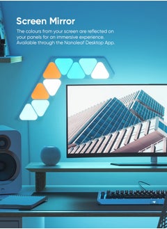 Nanoleaf مجموعة توسيع الأشكال المثلثة الصغيرة - 10 عبوات - نظام لوحة إضاءة LED واي فاي ذكي مع متخيل موسيقى، ديكور فوري للحائط، استخدام المنزل أو المكتب، استهلاك منخفض للطاقة | أضواء الألعاب  - Image 3