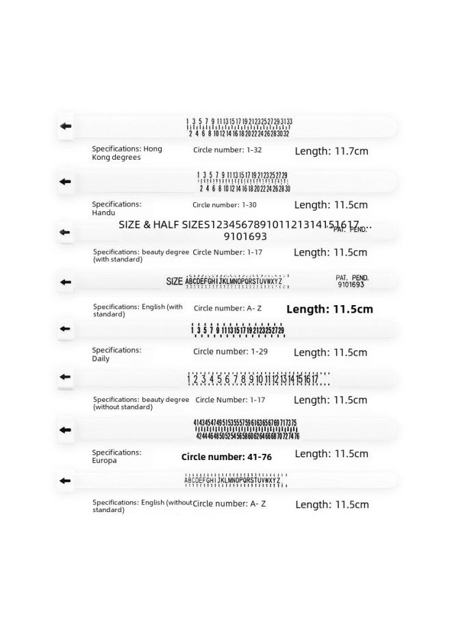 Ring Measuring Belt US, Hong Kong, Japan, And England Finger Circumference Measuring Ruler Ring Soft Ruler Ring Size Screening Products-Model:White Beauty Degree Ring Ruler  - Image 5