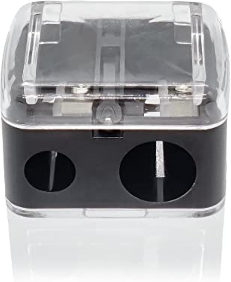 Make Up Sharpener - 2 Holes Dual Make up Pencil Sharpener, Pencil sharpeners Eyeliner Sharpener, Cosmetic Sharpener for Eyebrow Pencil, Eye Liner, Lip Liner and Brow Pencil (Pack of 1)