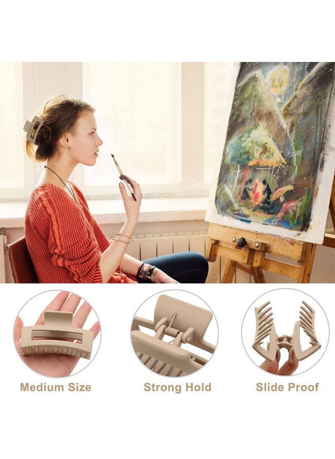 Auseibeely 6 Pcs Square Hair Clips For Women Girls Neutral Colors Rectangular Claw Clips For Thick Hair Medium Matte Nonslip Claw Hair Clips Strong Hold Jaw Clips For Thin Hair  - Image 3