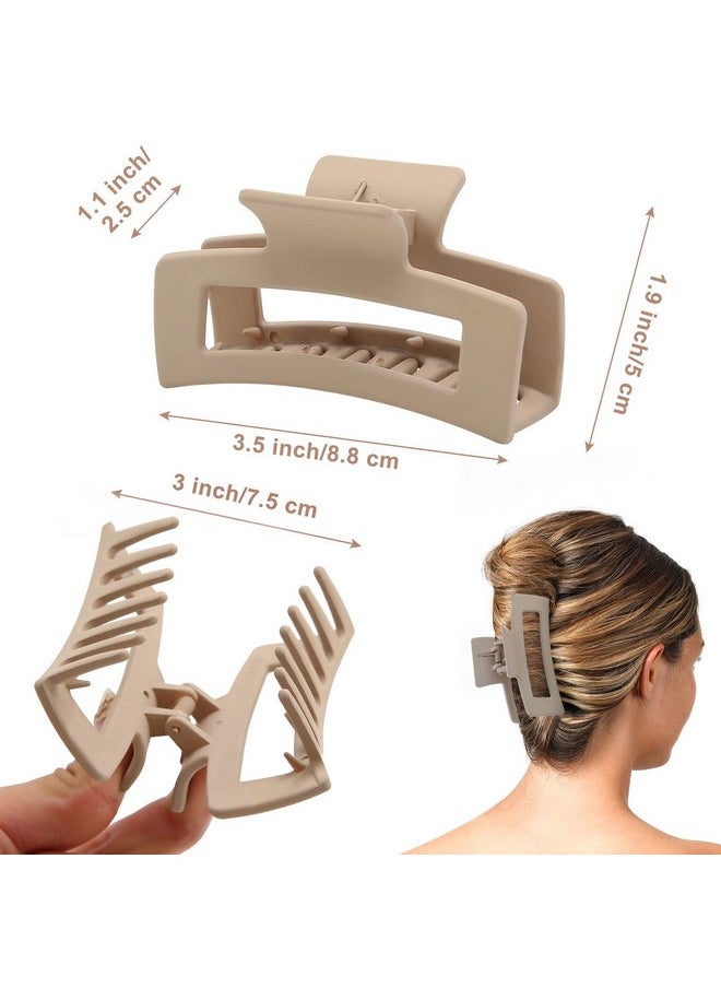 Auseibeely 6 Pcs Square Hair Clips For Women Girls Neutral Colors Rectangular Claw Clips For Thick Hair Medium Matte Nonslip Claw Hair Clips Strong Hold Jaw Clips For Thin Hair  - Image 4