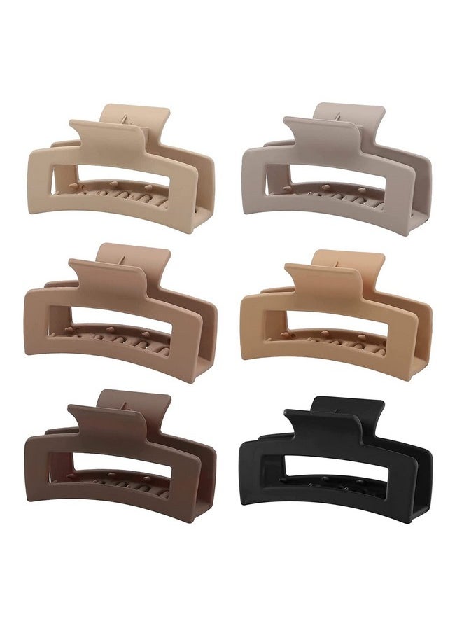 Auseibeely 6 Pcs Square Hair Clips For Women Girls Neutral Colors Rectangular Claw Clips For Thick Hair Medium Matte Nonslip Claw Hair Clips Strong Hold Jaw Clips For Thin Hair  - Image 2