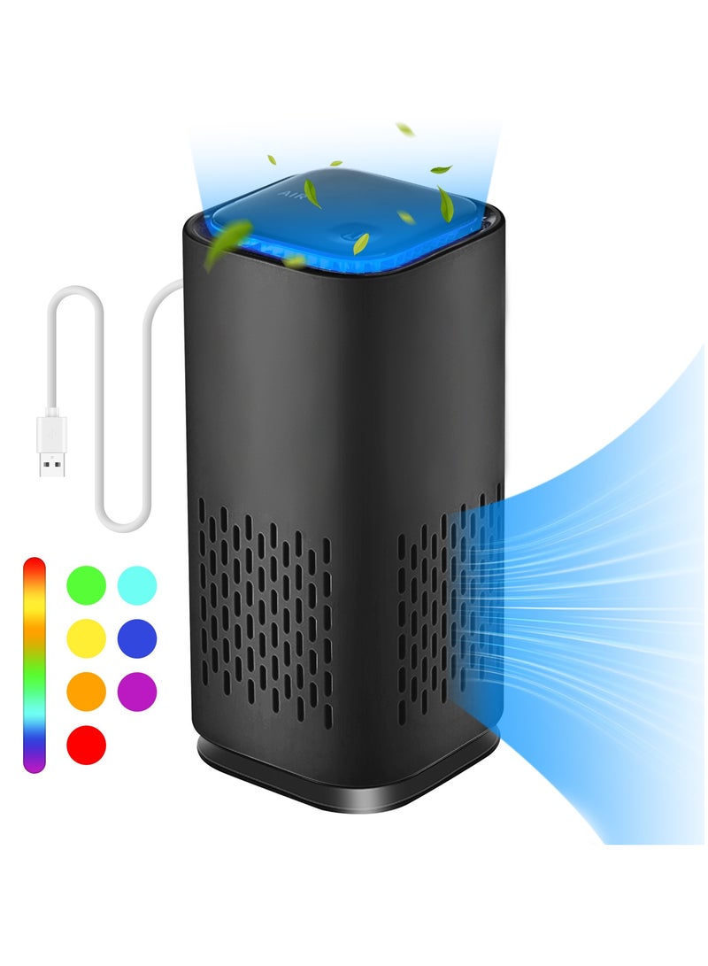 HomarKet Portable Air Purifier,Car Air Purifier with HEPA Filters,Air Sterilizer healthy assistant purify,Quiet Working And 7 Colors LED Lights For Bedroom Home Office - Image 1