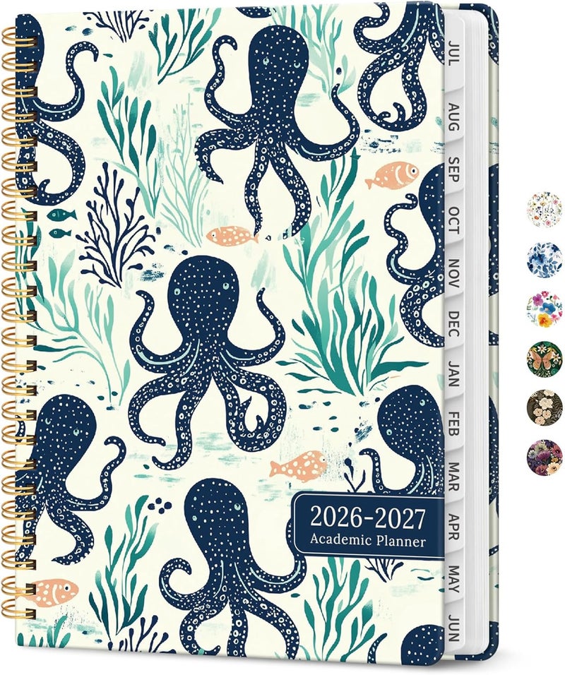 Taja Planner 2026-2027, Academic Year Monthly and Weekly Calendar Planner, Jul 2026 - Jun 2027, Hardcover Teacher Student Planning Agenda book with Tabs, Perfect for School Office Supplies, 6.3" x 8.5 - Image 1
