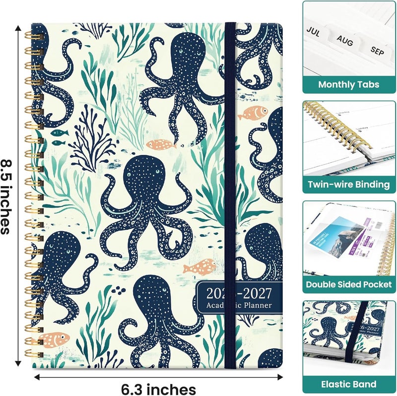 Taja Planner 2026-2027, Academic Year Monthly and Weekly Calendar Planner, Jul 2026 - Jun 2027, Hardcover Teacher Student Planning Agenda book with Tabs, Perfect for School Office Supplies, 6.3" x 8.5 - Image 4
