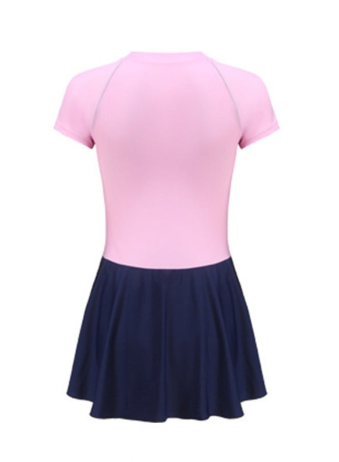 Generic High-Elastic Women Summer Slim Sunscreen Swimwear Dress Surfing Suit Sport Wear Push Up Beach Wear Pink - Image 5
