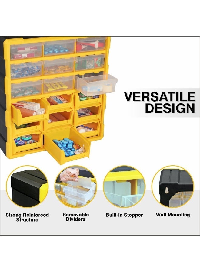 Alkon Plastic Component Organizer with 9 Bins and 9 Drawers ACO 9B9D Small Parts Storage Unit | Organization Cabinet | Office Supplies | Stationary | Nuts, Screws & Bolts | Small Hardware | Workshop & Garage | DIY | Hobbies | Crafts | LEGO | Toys | Collectables | Sewing | Jewellery | Pharmacy | Medicine | Clinic | Hospital | Shop | Mobile | Electronics | Cables - Image 3