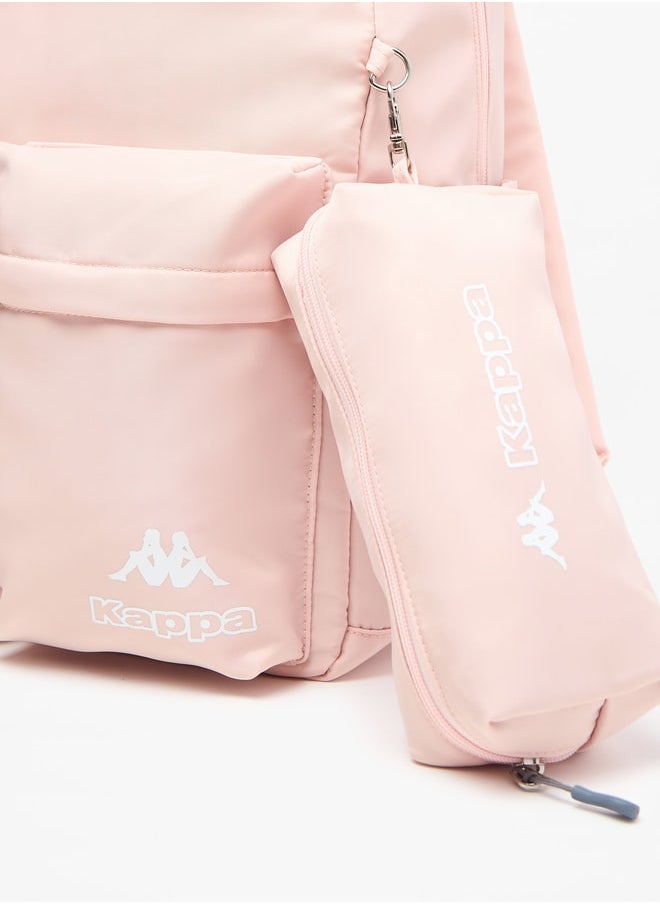 Kappa Girls Logo Print Backpack with Adjustable Straps and Pencil Pouch - 45x15x32 cm  - Image 4