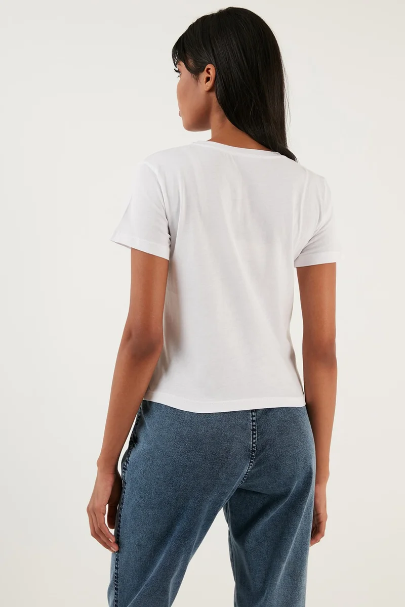 ليلا Brooklyn Printed Crew Neck Slim Cut T Shirt Women's T Shirt 5864581