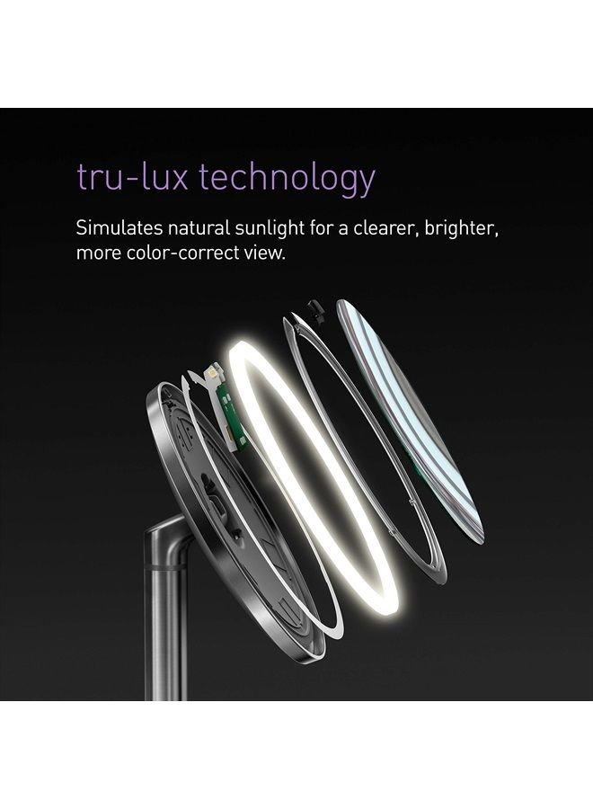 simplehuman مرآة مكياج سفر مستشعرة قائمة بذاتها 5" دائرية، تكبير 10x، قابلة للشحن، من الفولاذ المقاوم للصدأ باللون الوردي الذهبي - Image 5