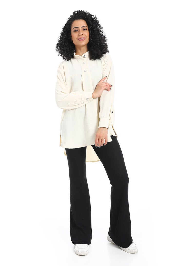 Caesar Women's long-sleeved, half-neck, button-down blouse - Image 1