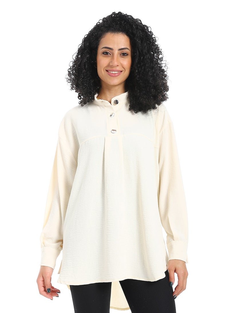 Caesar Women's long-sleeved, half-neck, button-down blouse - Image 2