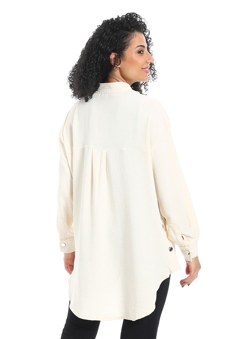 Caesar Women's long-sleeved, half-neck, button-down blouse - Image 5