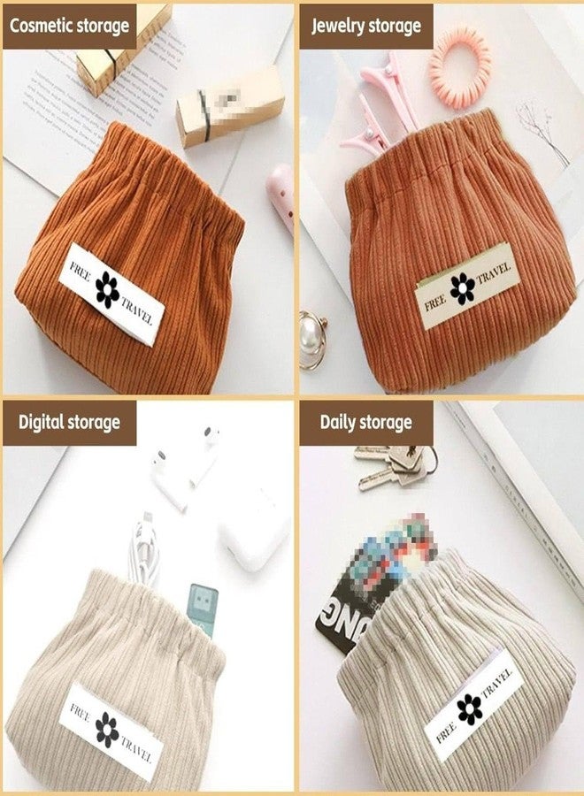 REDUCK حقيبة تخزين من قماش الكوردروي المرن من ريداك - منظم مجوهرات صغير، حقيبة مكياج صغيرة، حقيبة مستحضرات تجميل للسفر، محفظة صغيرة، حقيبة تخزين إكسسوارات الشعر وأحمر الشفاه للنساء والفتيات (1) - Image 2