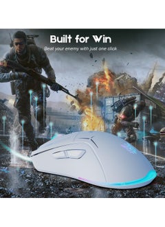 onikuma Gaming Mouse, Wired/Wireless/Bluetooth Tri-Mode, Laptop Wireless Mouse, Portable Type-C Rechargeable 4800 DPI Mouse with 7 RGB Lighting Modes  - Image 3