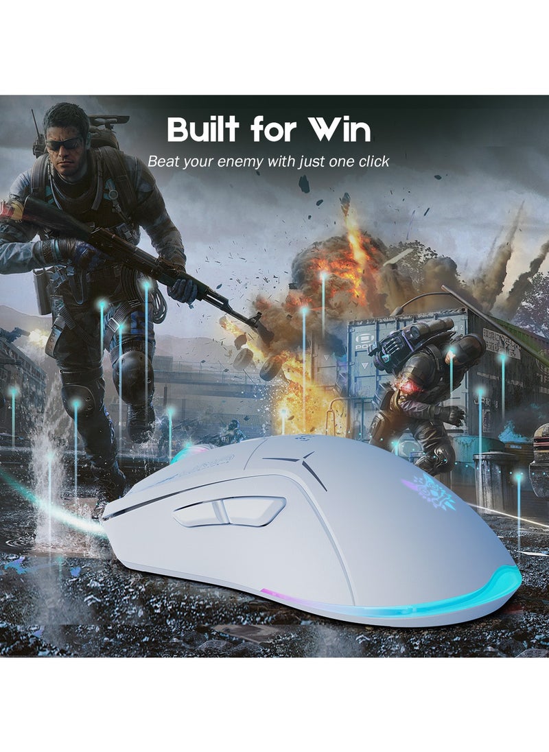 onikuma - Gaming Mouse, Wired/Wireless/Bluetooth Tri-Mode, Laptop Wireless Mouse, Portable Type-C Rechargeable 4800 DPI Mouse with 7 RGB Lighting Modes - Image 1
