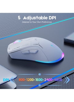 onikuma Gaming Mouse, Wired/Wireless/Bluetooth Tri-Mode, Laptop Wireless Mouse, Portable Type-C Rechargeable 4800 DPI Mouse with 7 RGB Lighting Modes  - Image 4