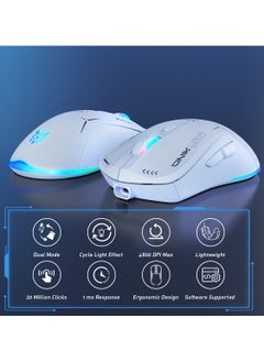 onikuma Gaming Mouse, Wired/Wireless/Bluetooth Tri-Mode, Laptop Wireless Mouse, Portable Type-C Rechargeable 4800 DPI Mouse with 7 RGB Lighting Modes  - Image 5