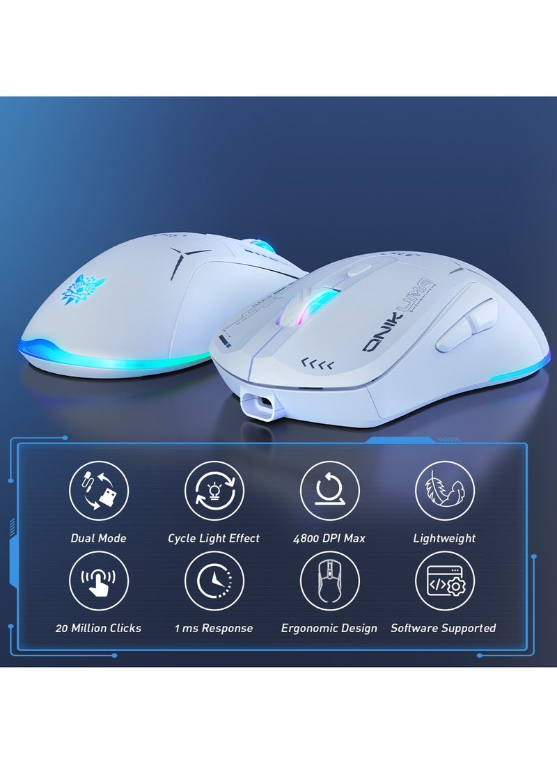 onikuma - Gaming Mouse, Wired/Wireless/Bluetooth Tri-Mode, Laptop Wireless Mouse, Portable Type-C Rechargeable 4800 DPI Mouse with 7 RGB Lighting Modes - Image 1